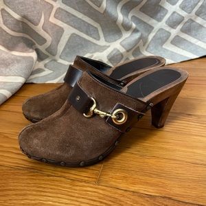 Coach Felicia Suede and Wood Mule Clog - Made in Italy